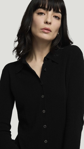 product hiking suitable durability Quality control Ribbed Slim Cardigan in Wool Blend | Black