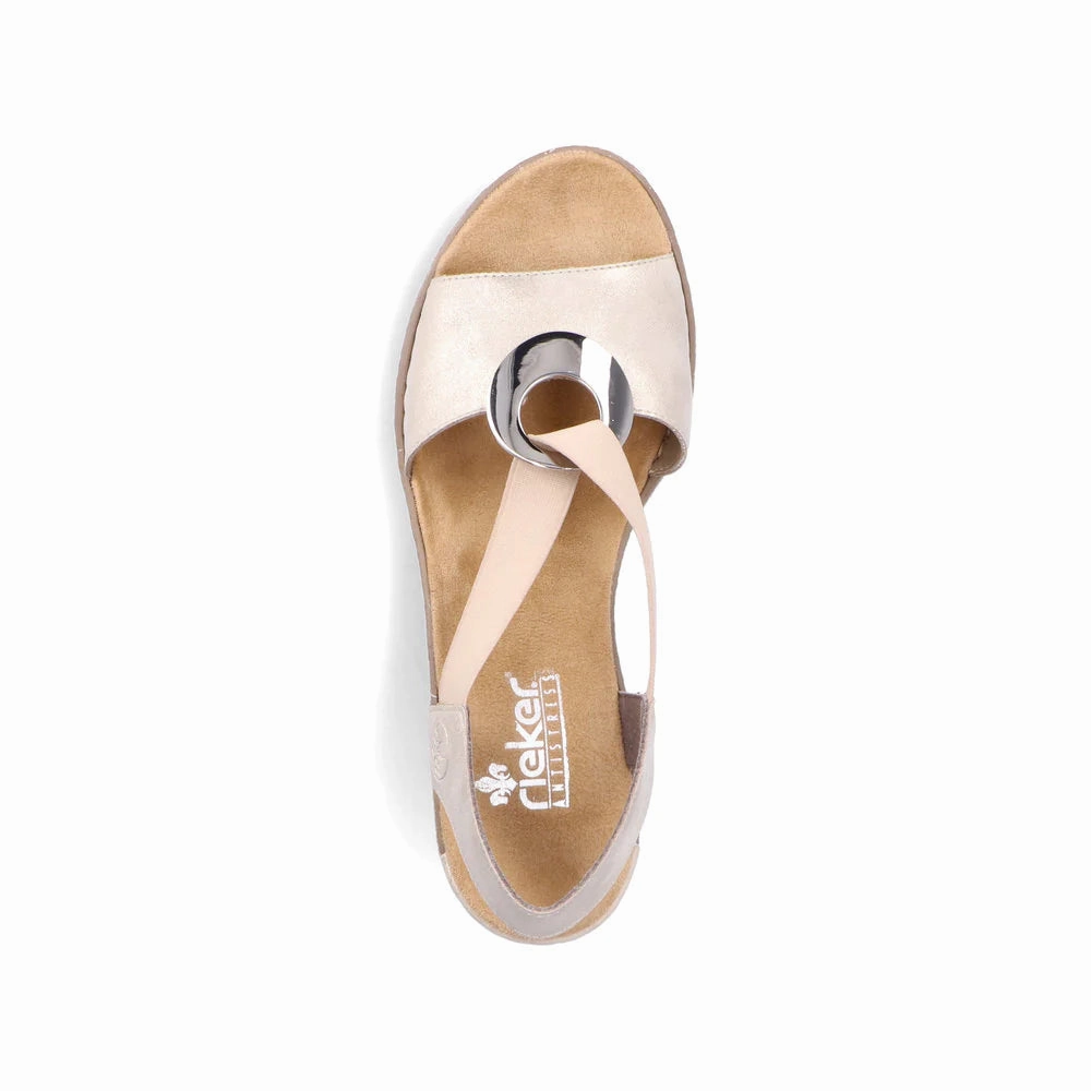 Quick Dry Strap Material Durable Travel Footwear Rieker Women's Fanni Wedge Slingback Sandals - Muschel