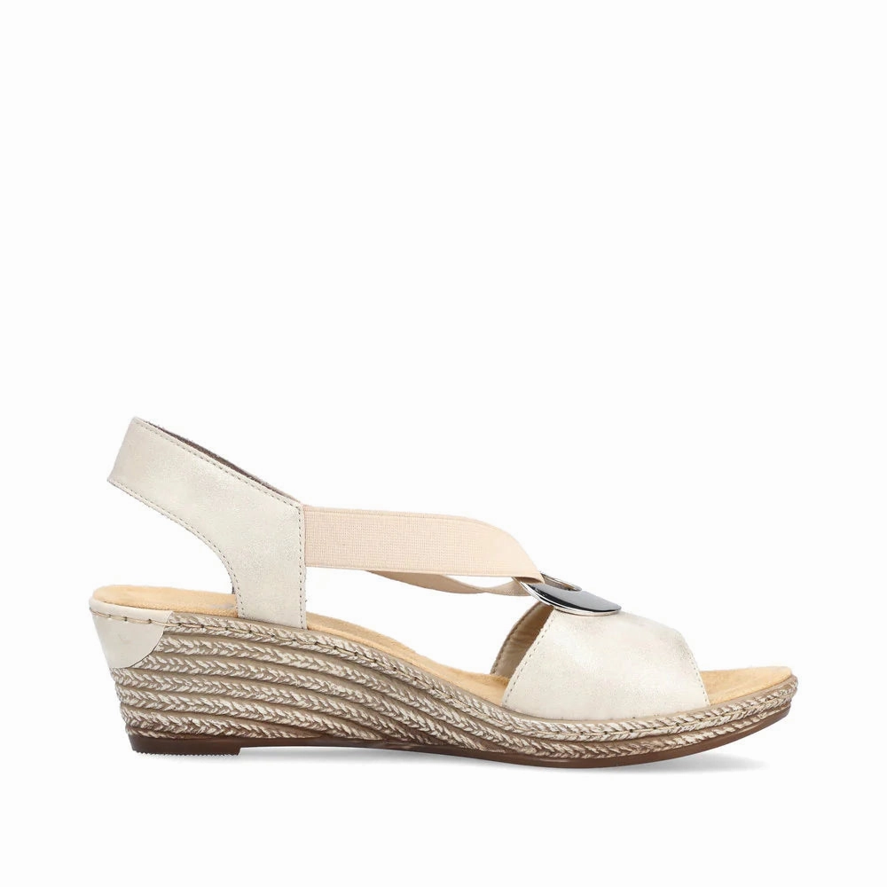 Rieker Women's Fanni Wedge Slingback Sandals - Muschel Enhanced Traction Nodes
