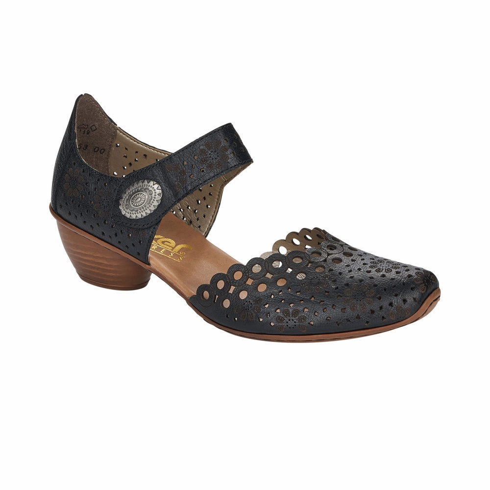 Rieker Women's Mirjam 43753-00  - Black Vine Path Comfortable Padding