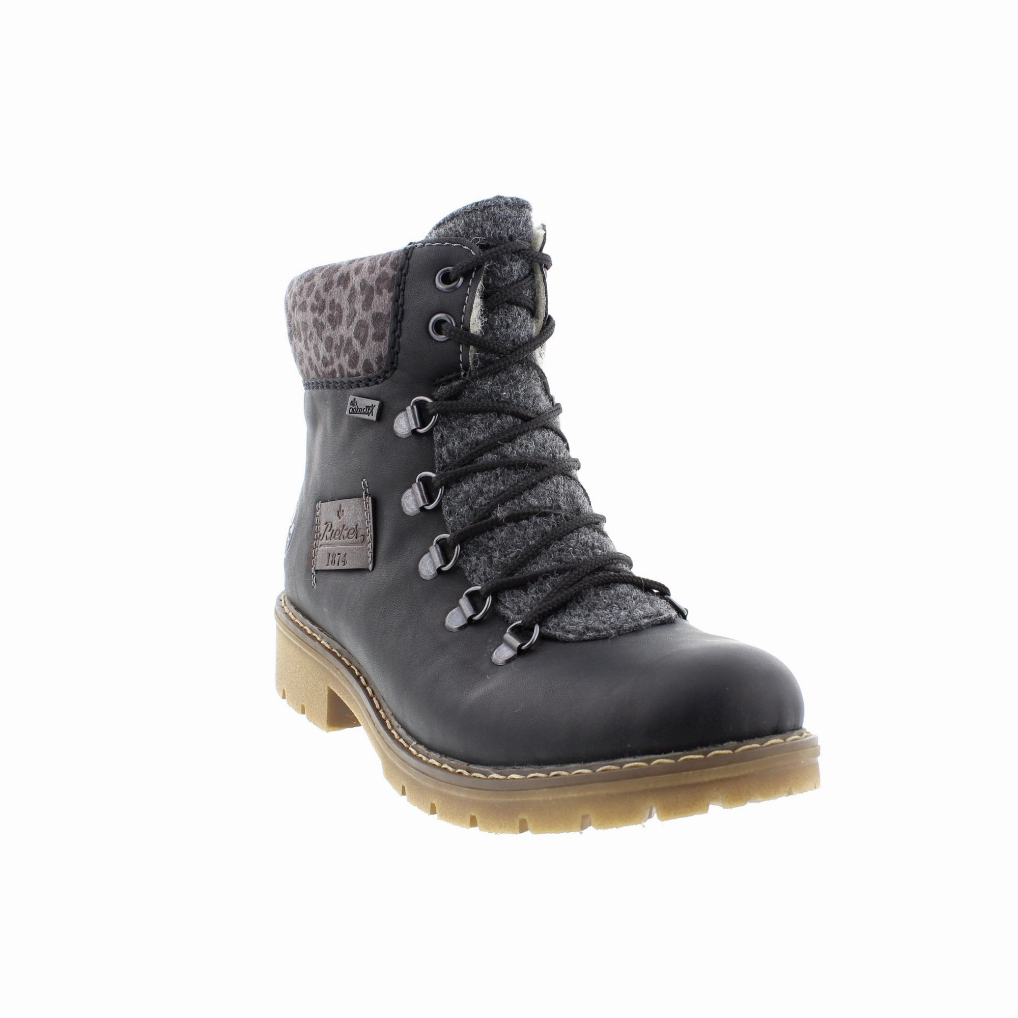 Anti-static Rieker Women's Sabrina 36 Fur Lined Ankle Boot - Schwarz/Anthrazit/Basalt/Leo