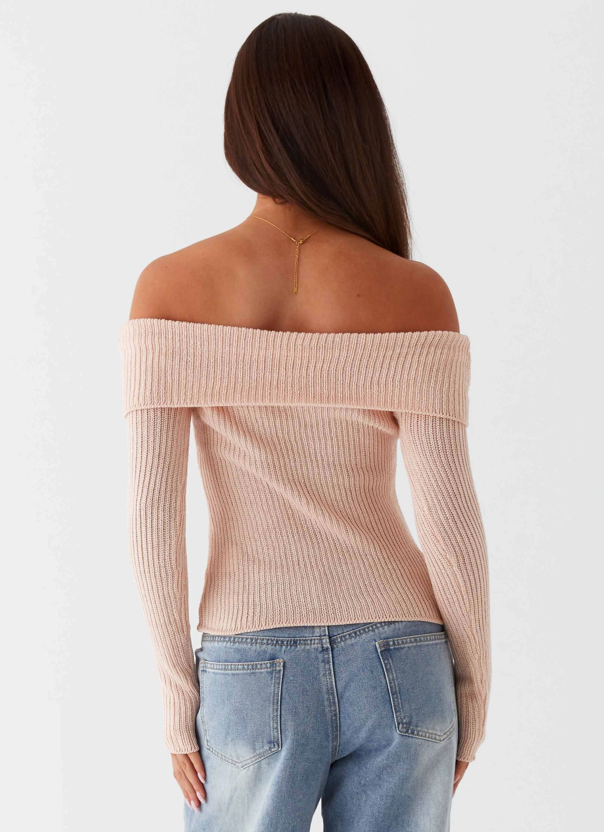 Rina Long Sleeve Knit Top - Blush Beautify Hot Weather