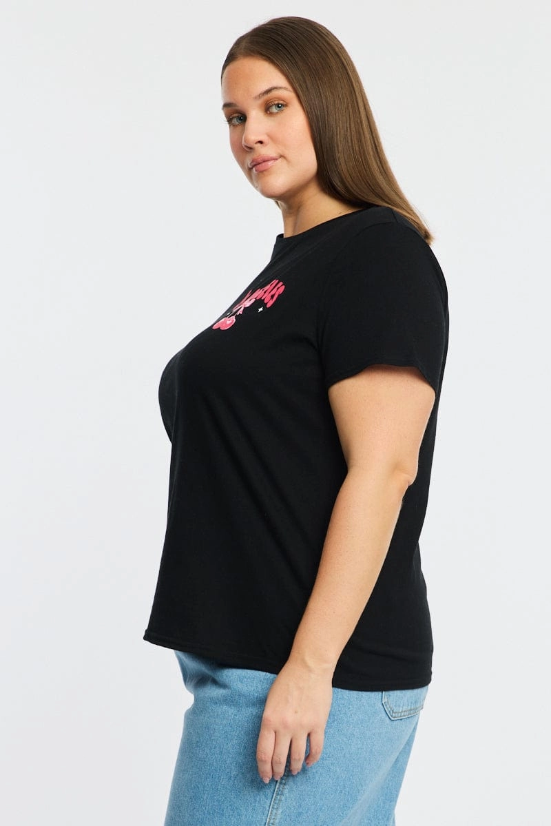 Black Graphic T-shirt Short Sleeve Crew Neck Everyday Look