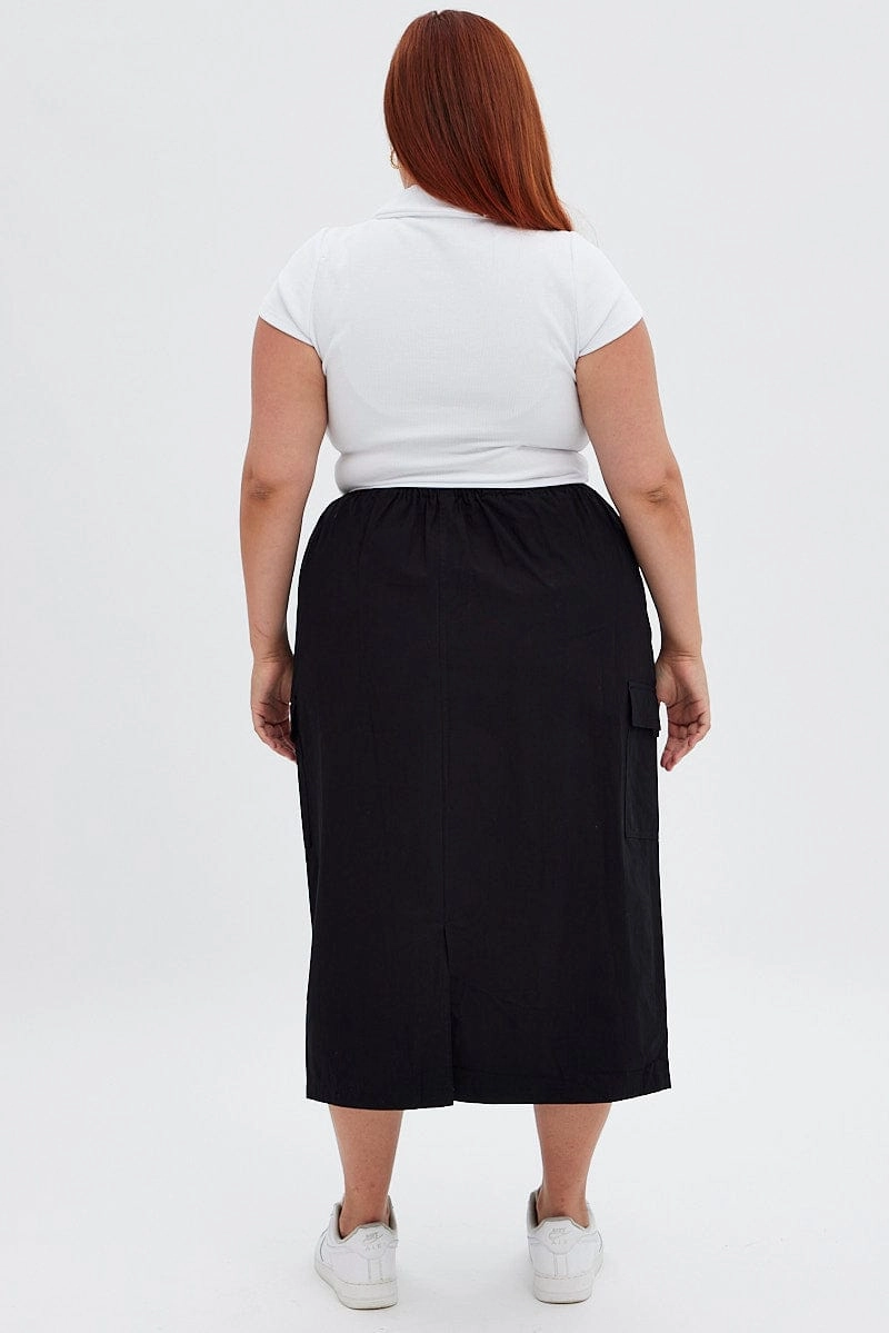 Wardrobe Classic Black Parachute Midi Skirt