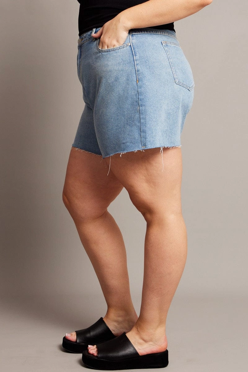 Denim Relaxed Shorts High Rise Anti Static Treatment camisole
