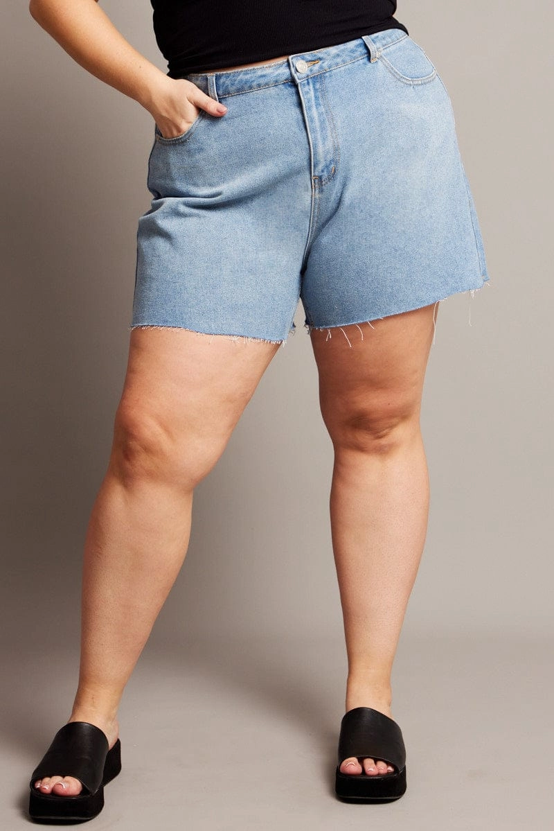 Denim Relaxed Shorts High Rise Lightweight Shorts