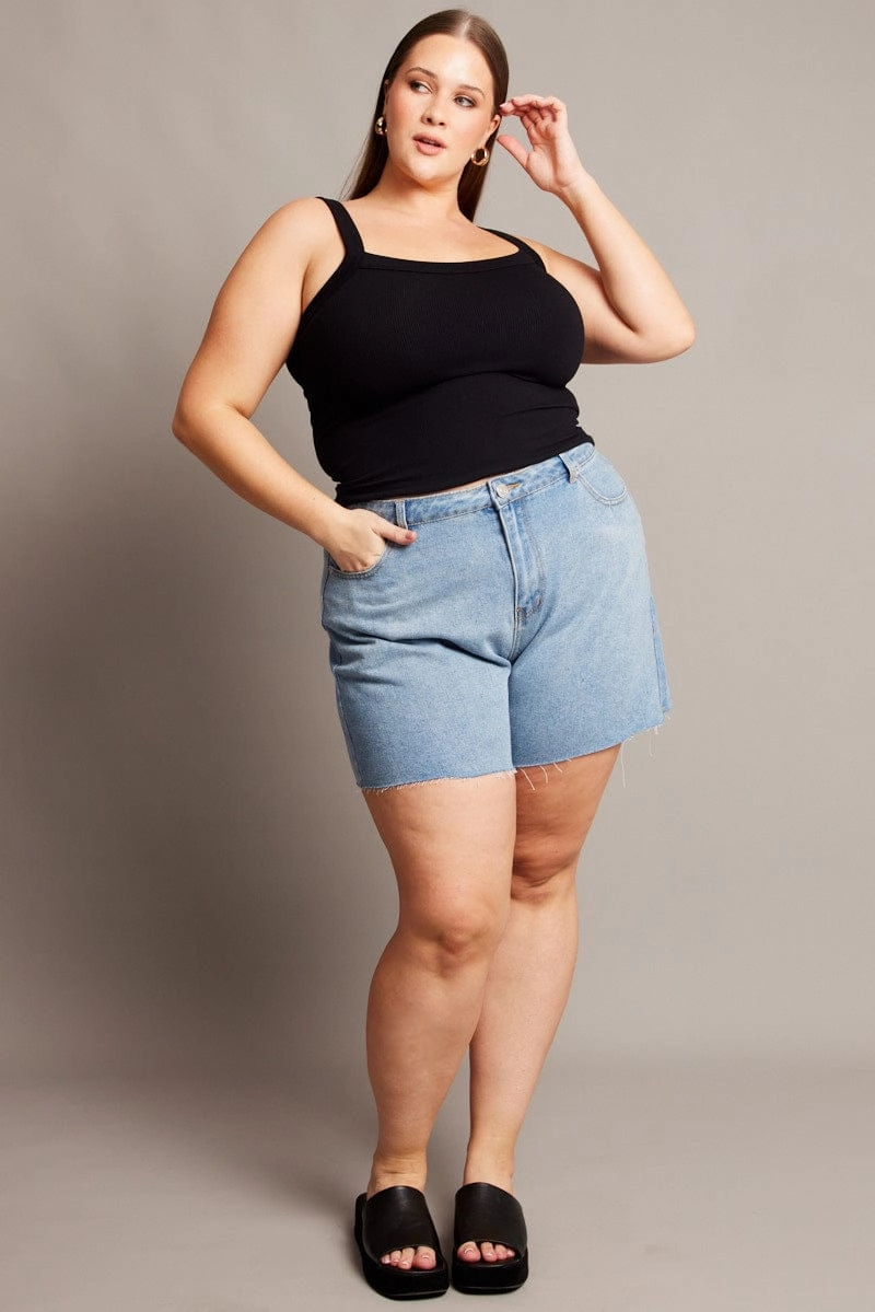 Denim Relaxed Shorts High Rise Quick Pocket Access Lightweight Fabric