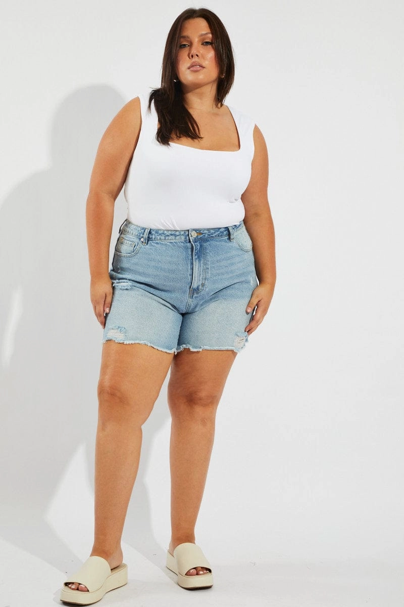 Denim Relaxed Shorts High Rise Outdoor Movement skin friendly