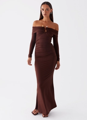 Classic Vibe Rudy Long Sleeve Maxi Dress - Chocolate
