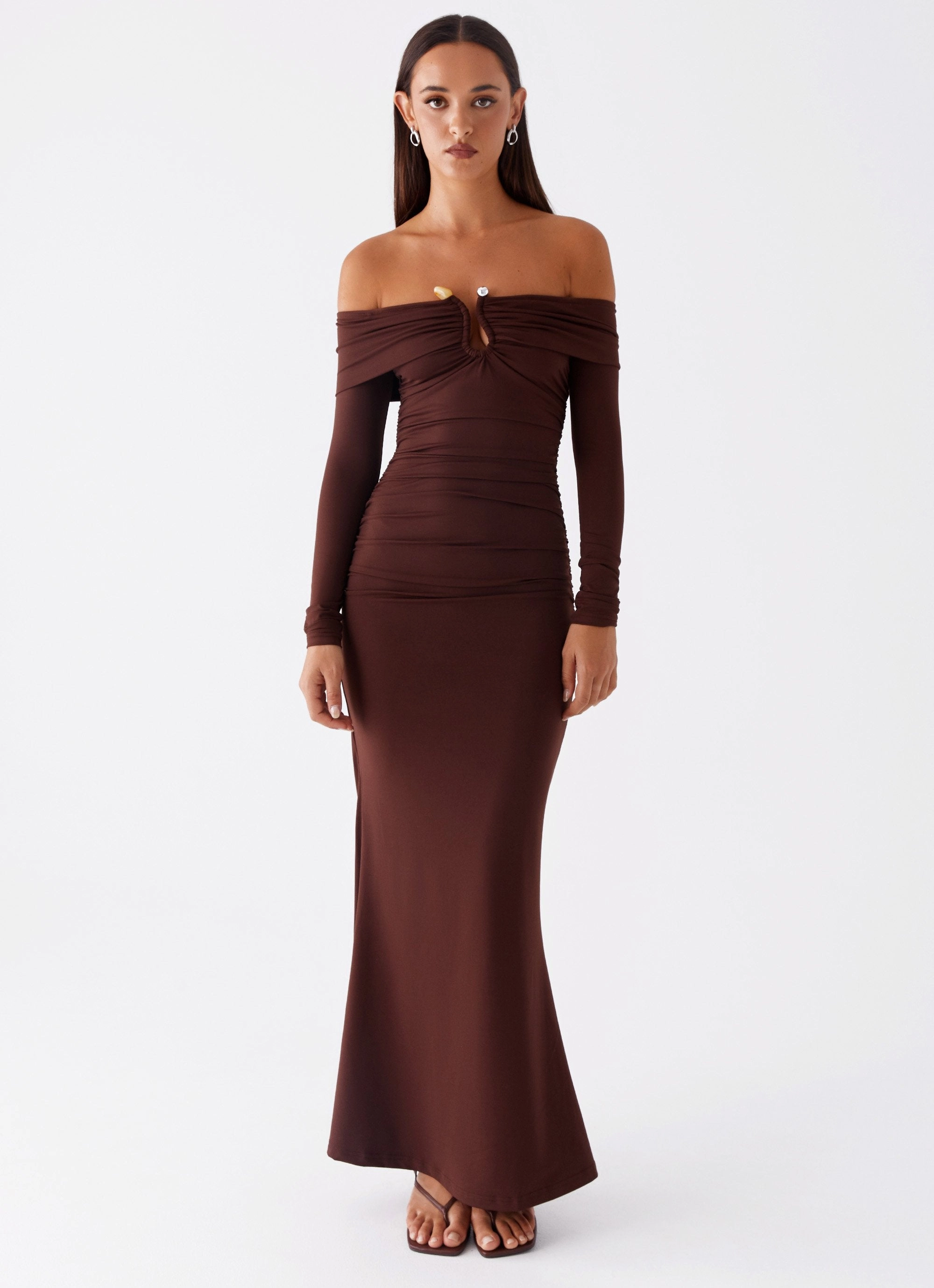 Rudy Long Sleeve Maxi Dress - Chocolate Flexible Design QuickDryTechnology