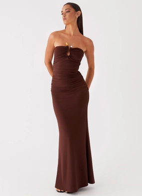 Rudy Maxi Dress - Brown Skin Hug Chic Rhythm