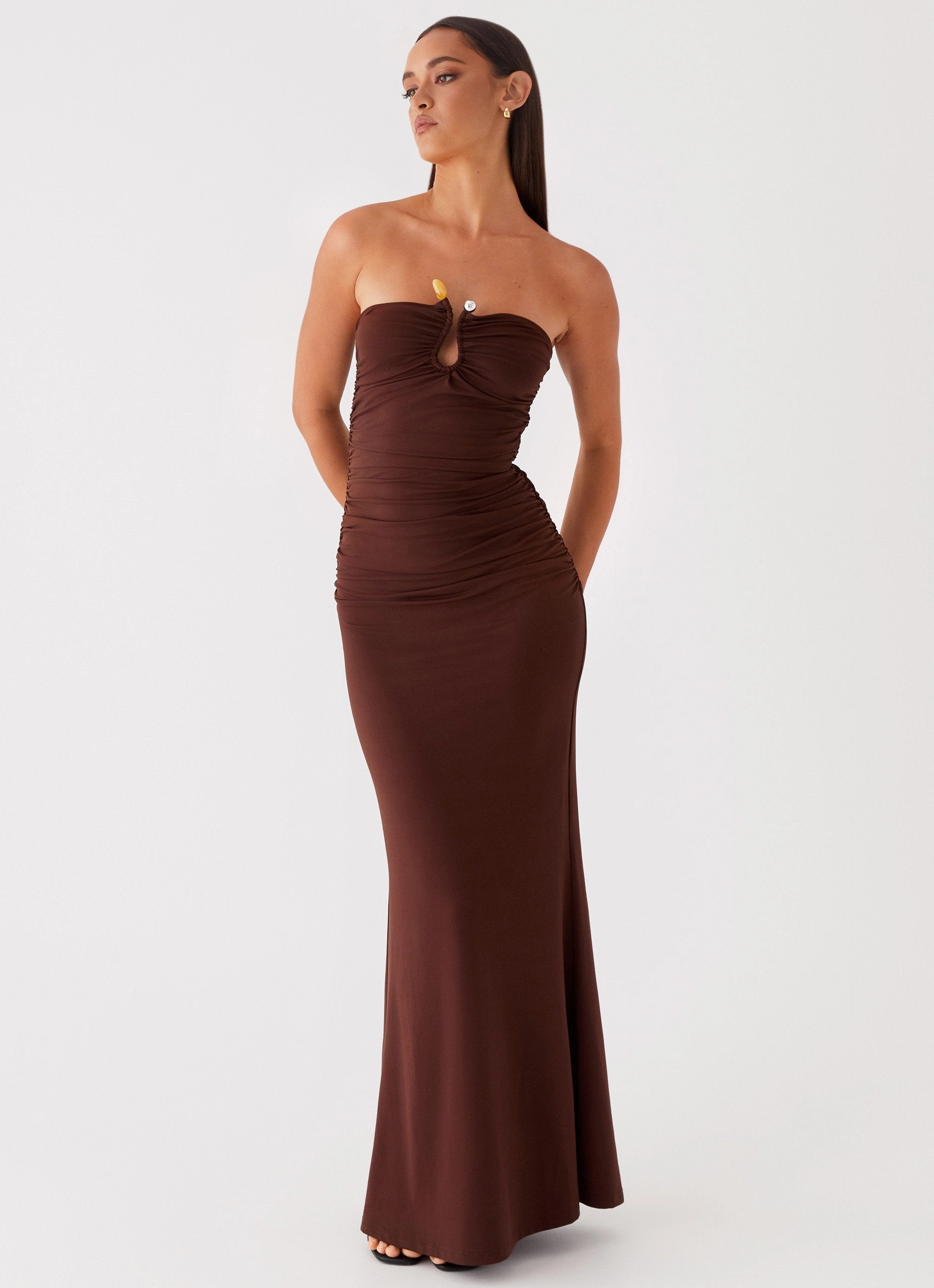 Rudy Maxi Dress - Brown Skin Hug Chic Rhythm