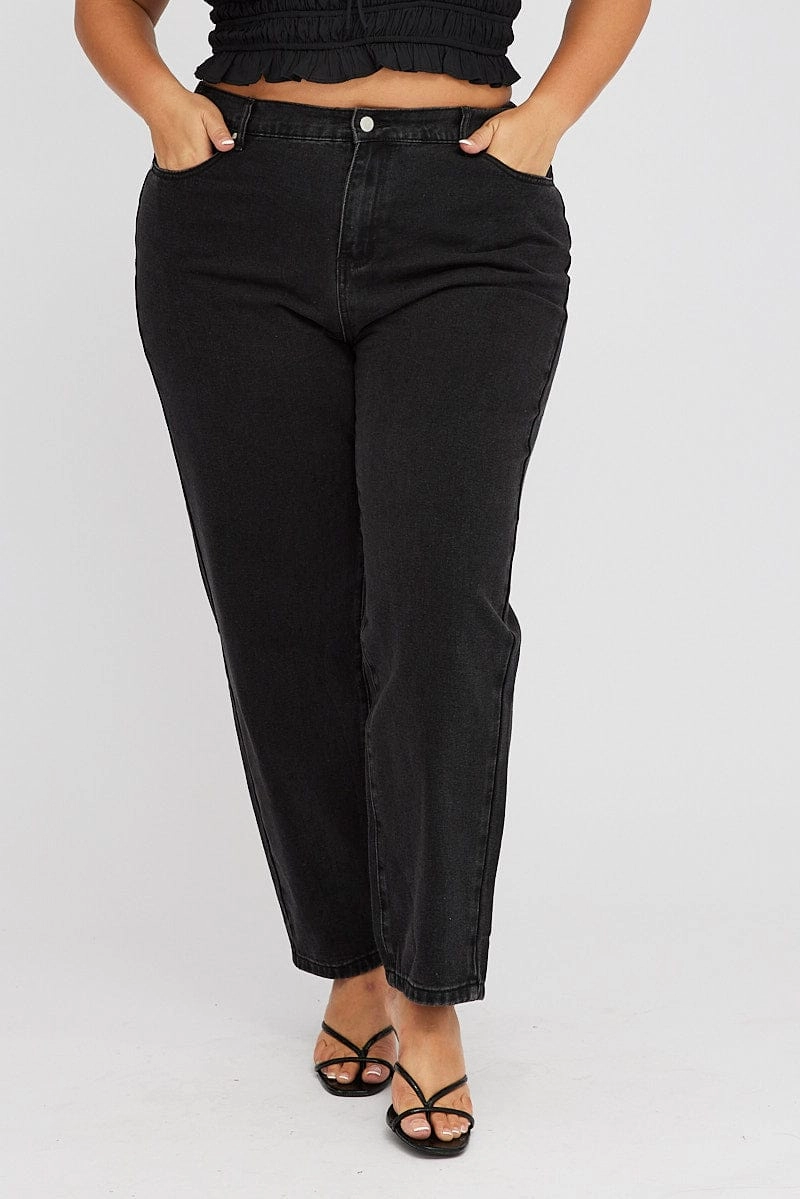 Black Mom Jeans High Rise Evening Stroll Weekend Getaway