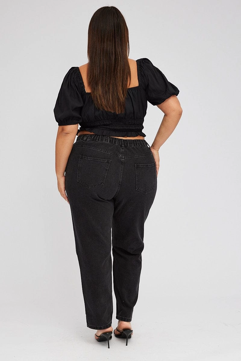 Black Mom Jeans High Rise Street Fashion Affordable Everyday Wear