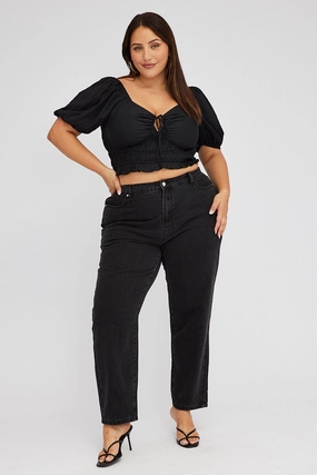 Go To Look Black Mom Jeans High Rise