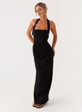 Rumour Has it Maxi Dress - Black Curvy Glam
