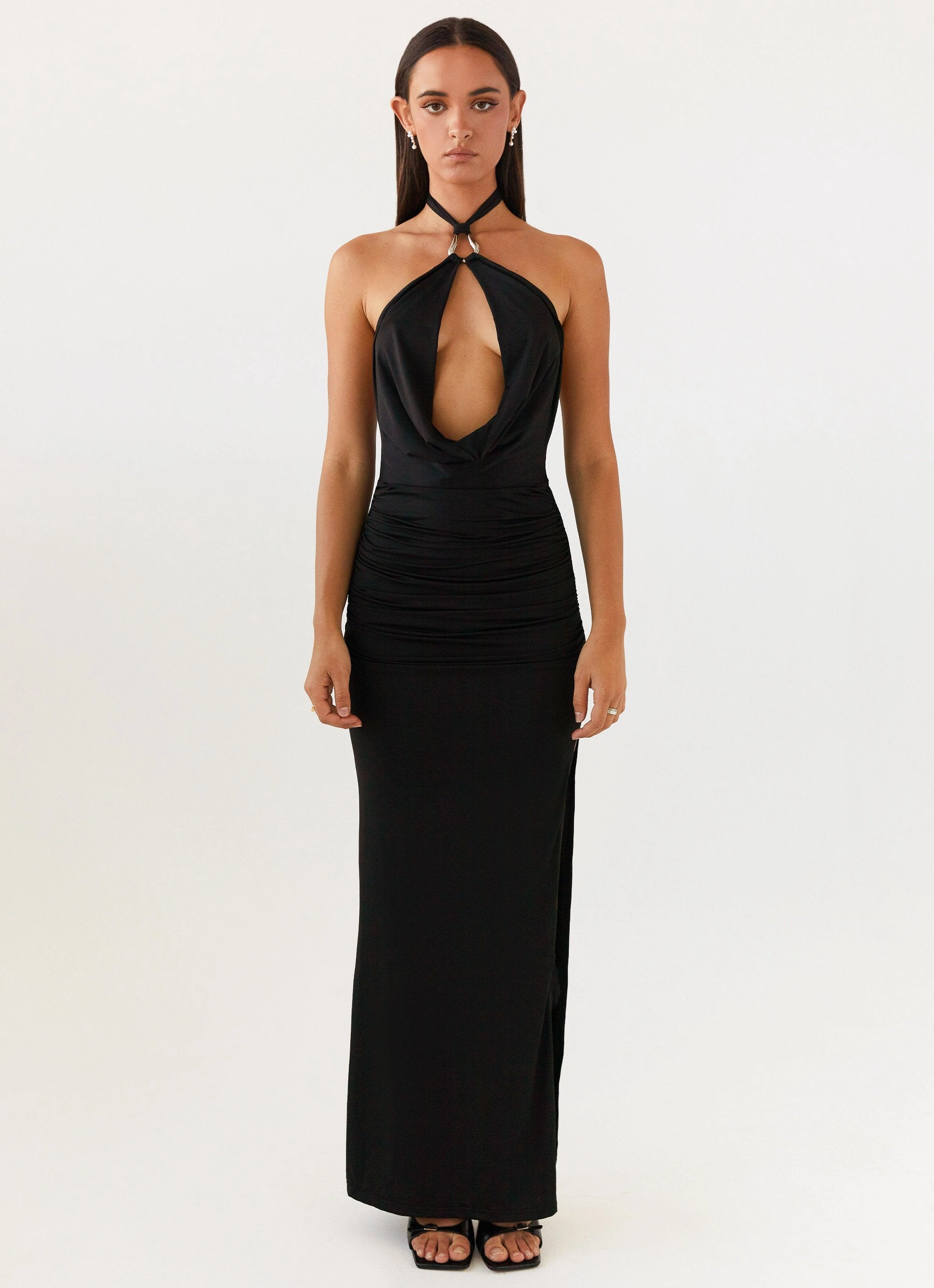 Samara Halterneck Maxi Dress - Black Understated Glam Resort Outfit