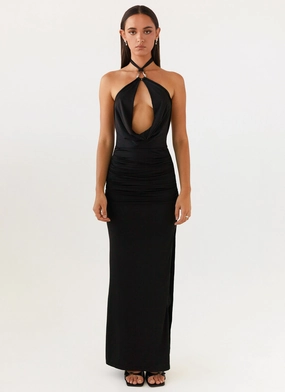 Samara Halterneck Maxi Dress - Black Understated Glam Resort Outfit
