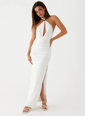 Villa Light Samara Halterneck Maxi Dress - White