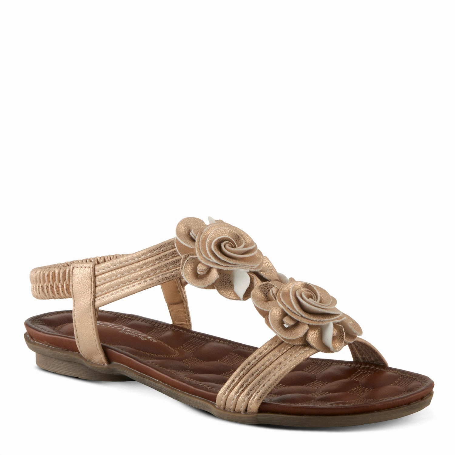 Patrizia by Spring Step Women's Nectarine Vegan Leather Flower Sandal - Rose Gold Water Resistant Material Classic Sandals