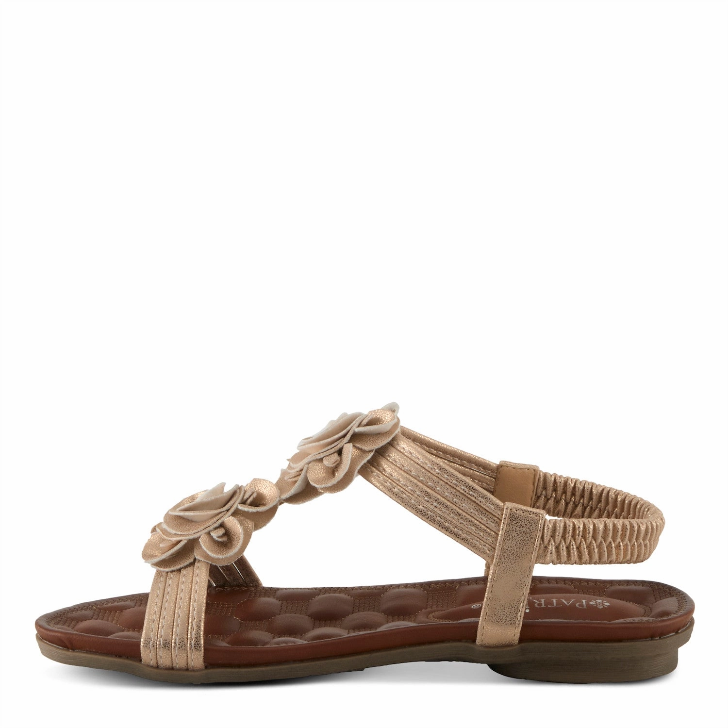 Patrizia by Spring Step Women's Nectarine Vegan Leather Flower Sandal - Rose Gold Non-Slip Comfort Ventilation Airflow Channels