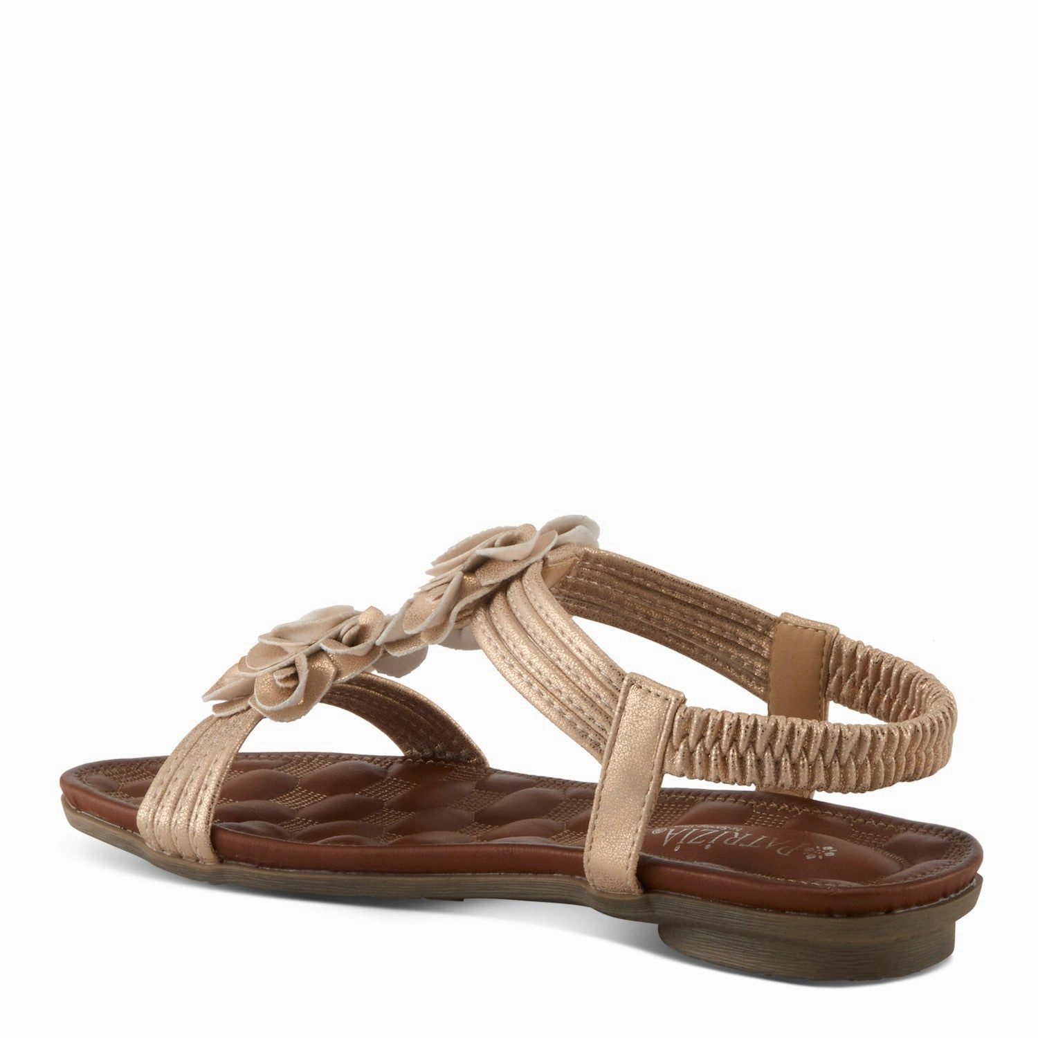 Lightning Ventilation Ports Patrizia by Spring Step Women's Nectarine Vegan Leather Flower Sandal - Rose Gold