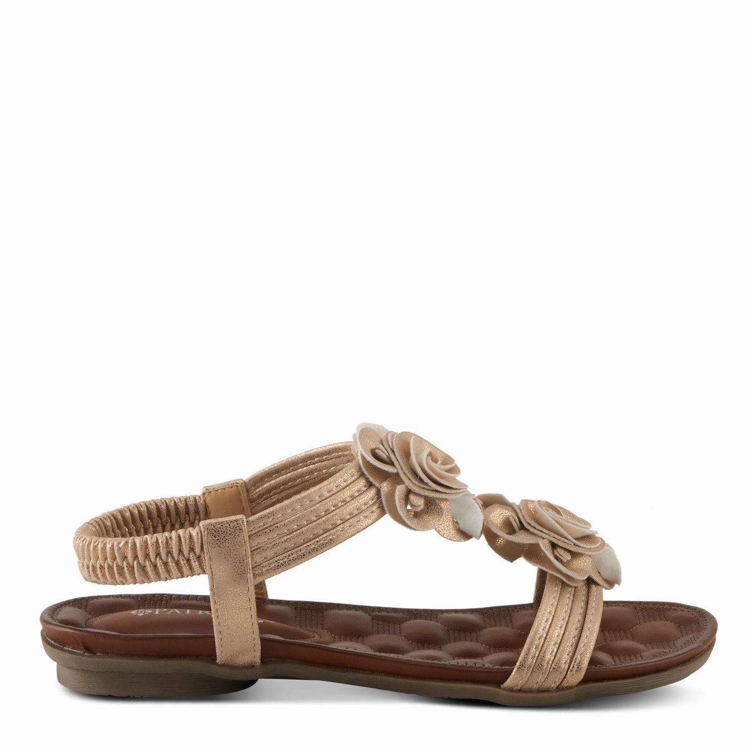 Fast Fit Patrizia by Spring Step Women's Nectarine Vegan Leather Flower Sandal - Rose Gold