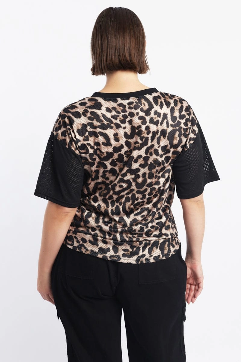 Non Restrictive Fit Simple yet stylish Black Animal Print Graphic Print Leopard Sport Top