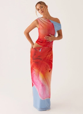 Santa Monica Maxi Dress - Blue Floral Polished Fit