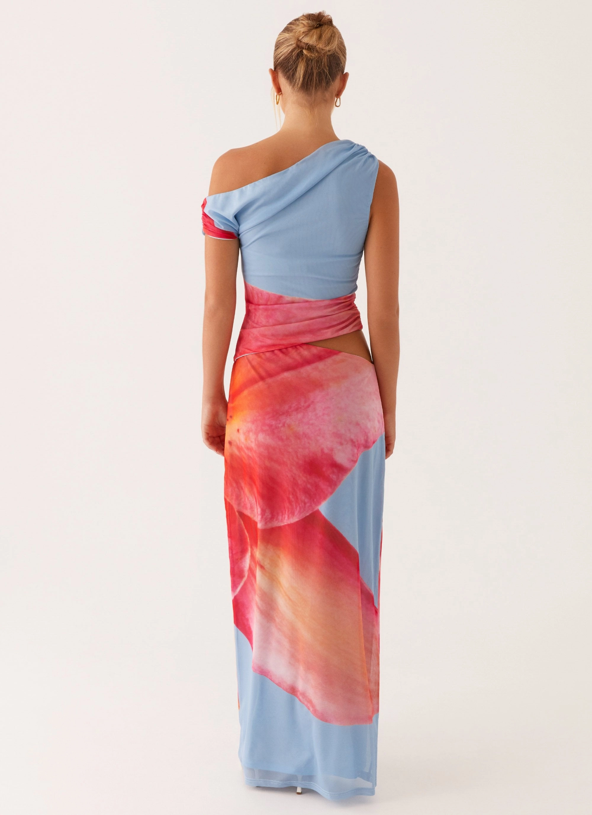 Santa Monica Maxi Dress - Blue Floral Straight-Cut