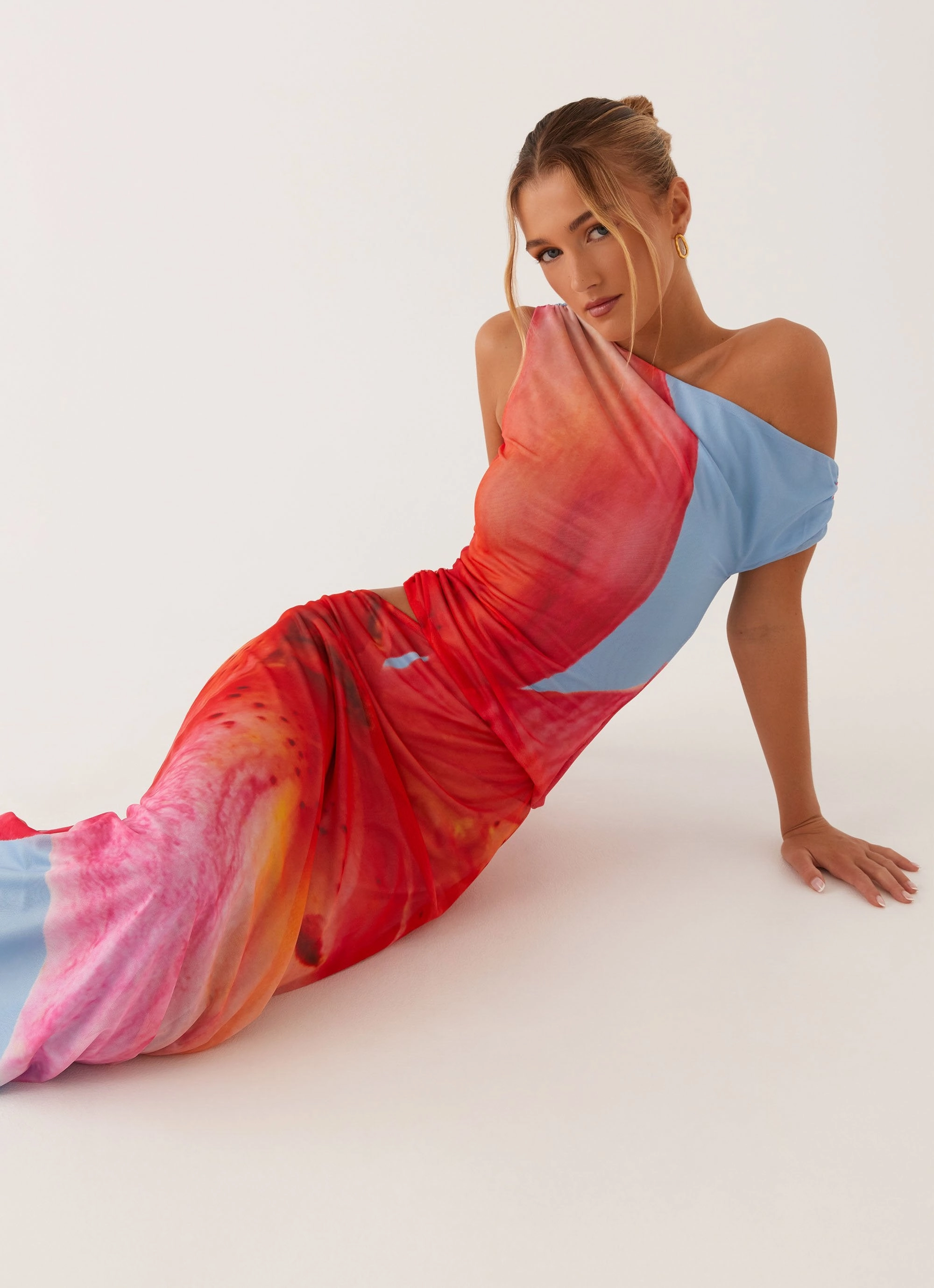 Santa Monica Maxi Dress - Blue Floral Casual Feel Rose Flush