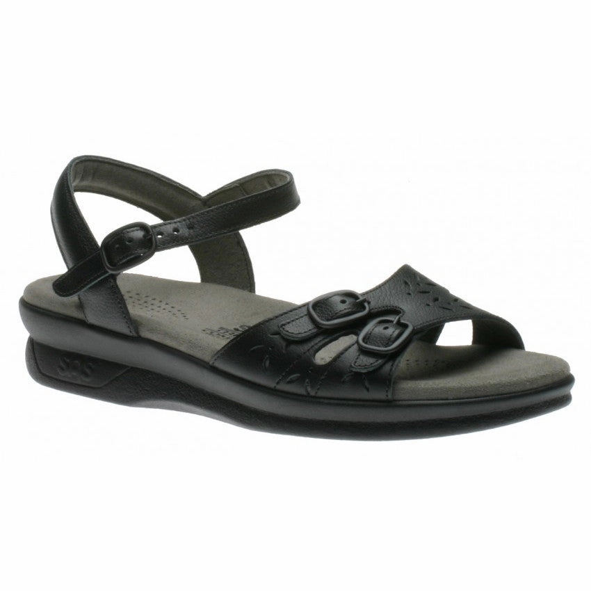 Weather Resistant Weave Reinforced Toe Guard SAS Women's Duo Quarter Strap Sandal - Black
