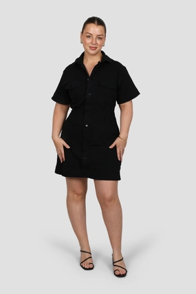 SAVEIRA DENIM DRESS BLACKOUT petite size