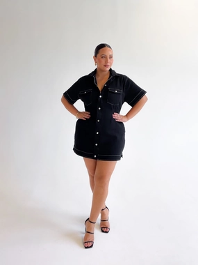 SAVEIRA DENIM DRESS CONTRAST STITCH summer breeze
