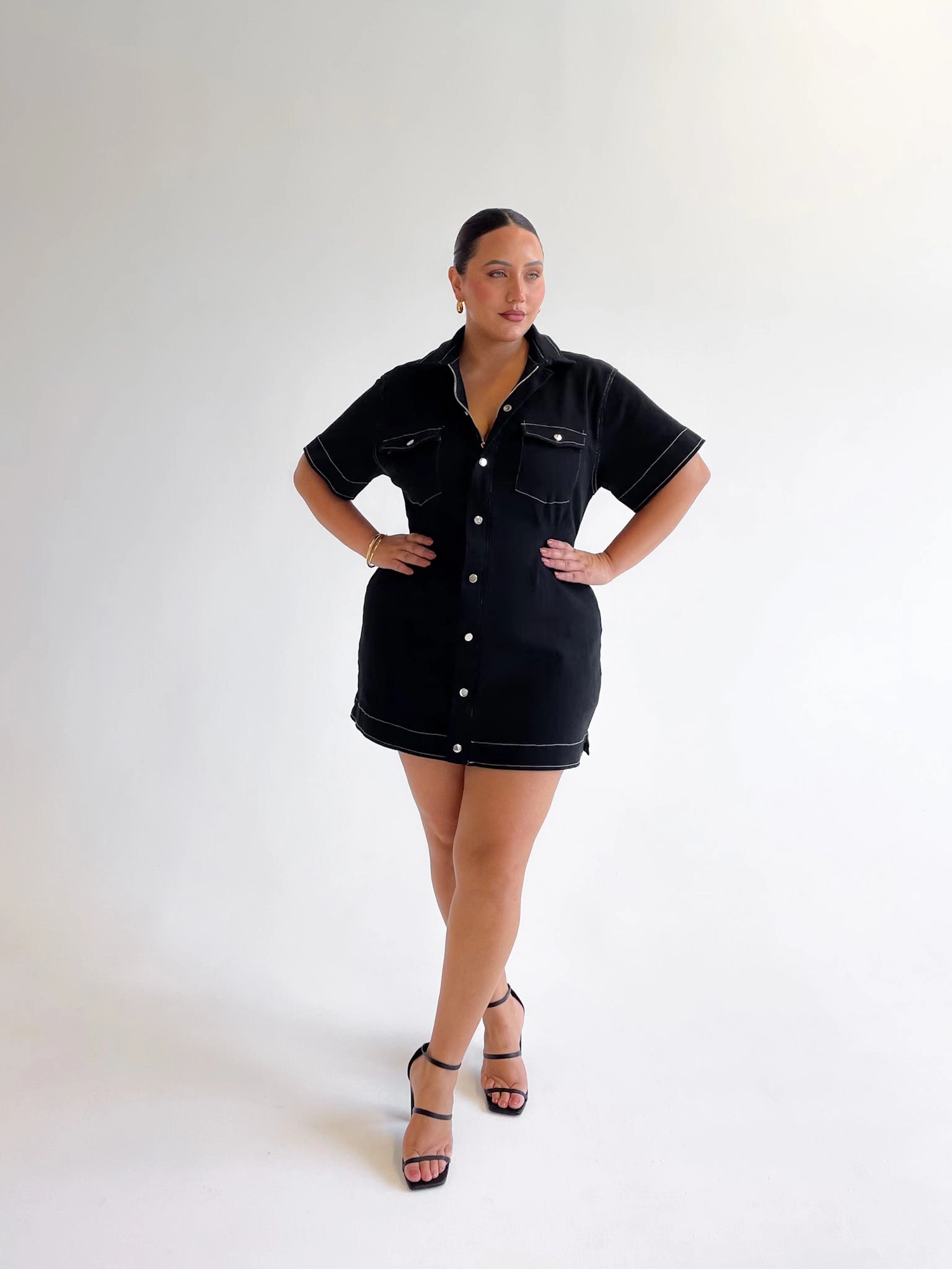 SAVEIRA DENIM DRESS CONTRAST STITCH summer breeze