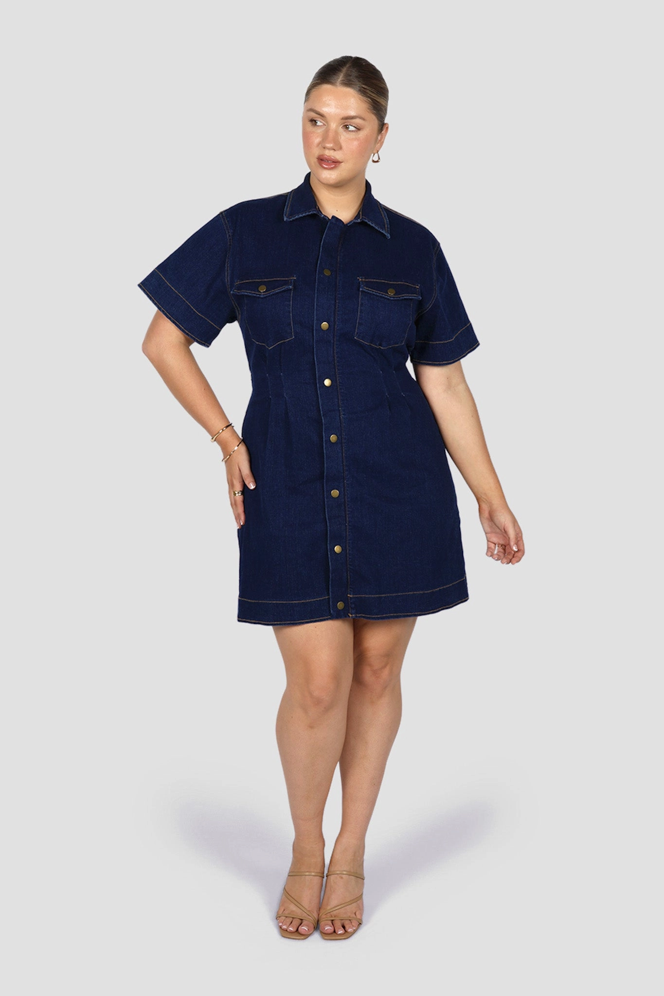 SAVEIRA DENIM DRESS MIDNIGHT Elastic Fit Airy Fit