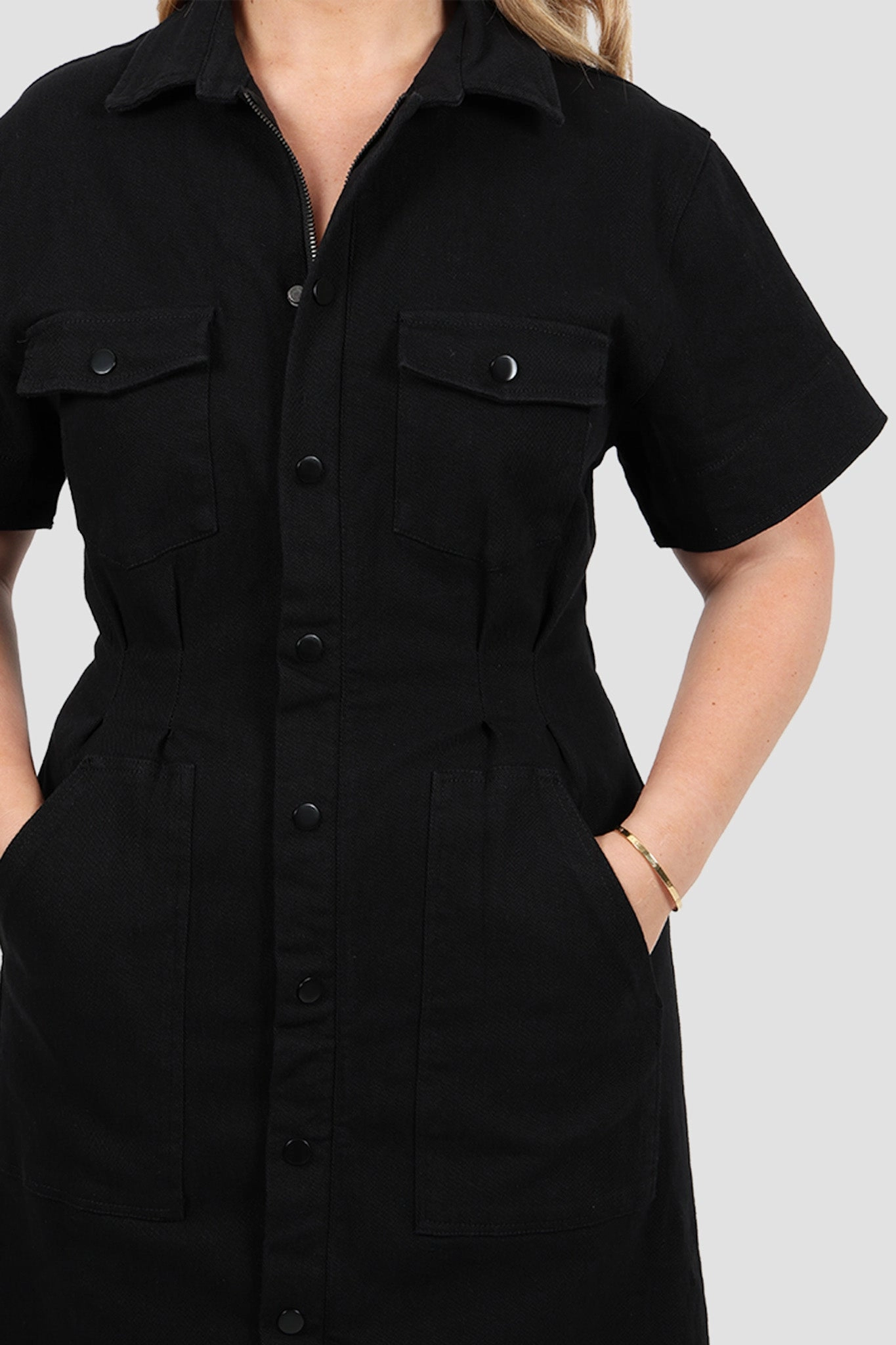 SAVEIRA DENIM MIDI DRESS BLACKOUT Cozy And Stylish Kimono-Sleeve