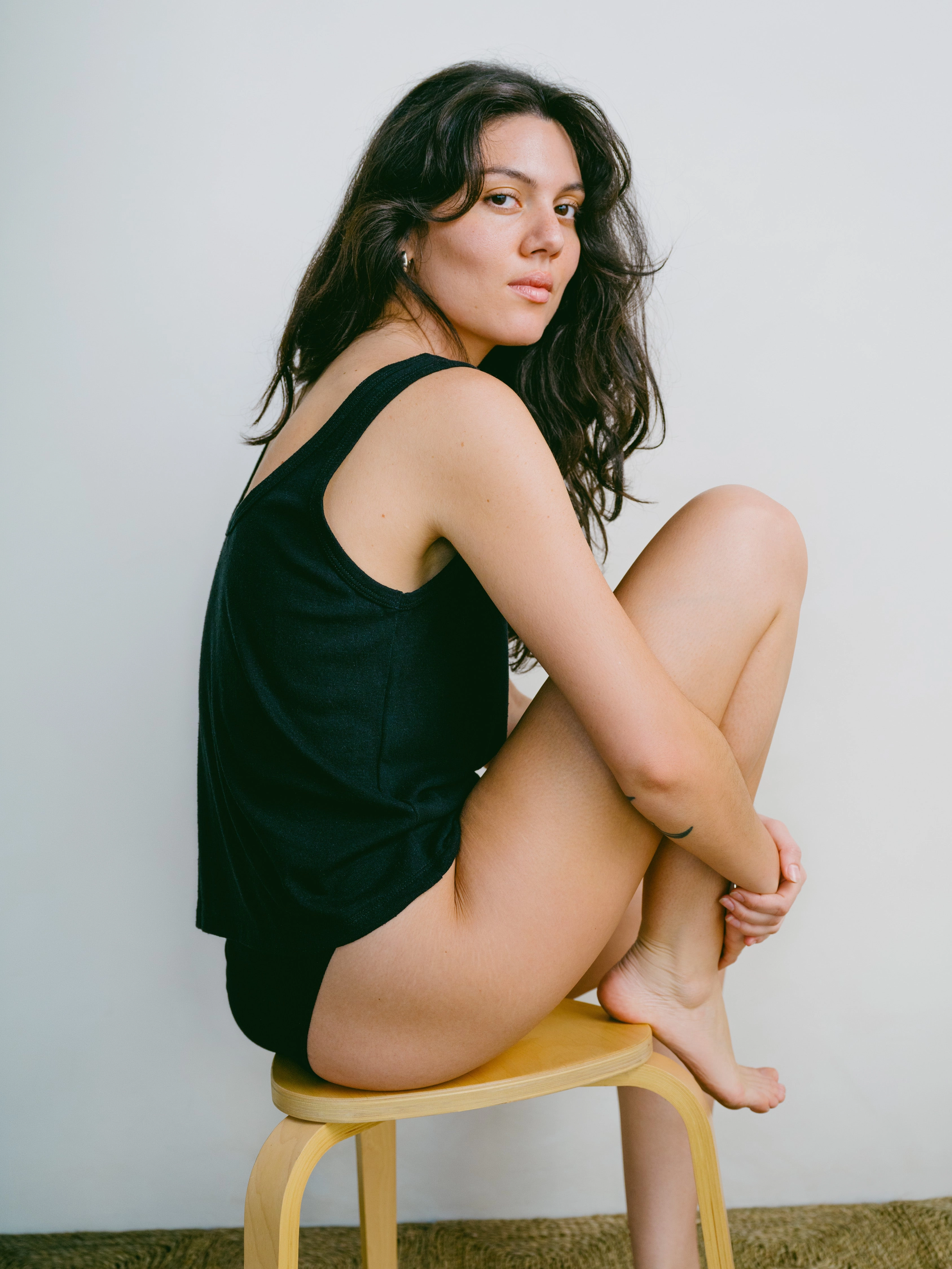 Scoop Tank, Regen Silk Noil Jersey, Black Comfortable apparel Smart Fit