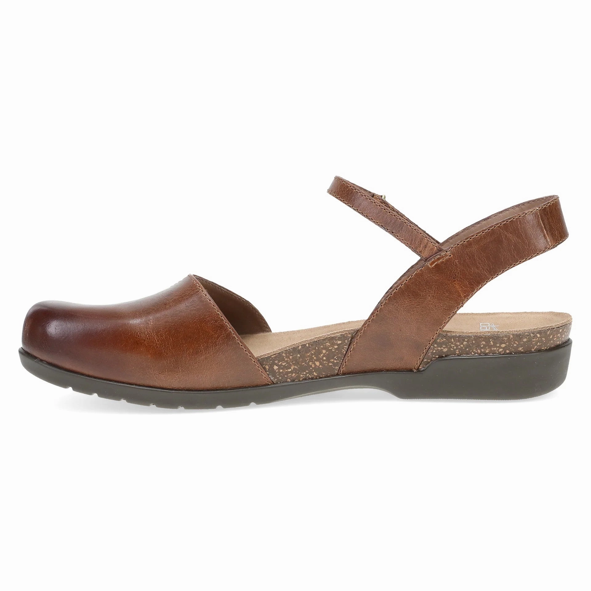 Comfy Interior Dansko Women's Rowan Waxy Burnished Leather Sandal - Tan