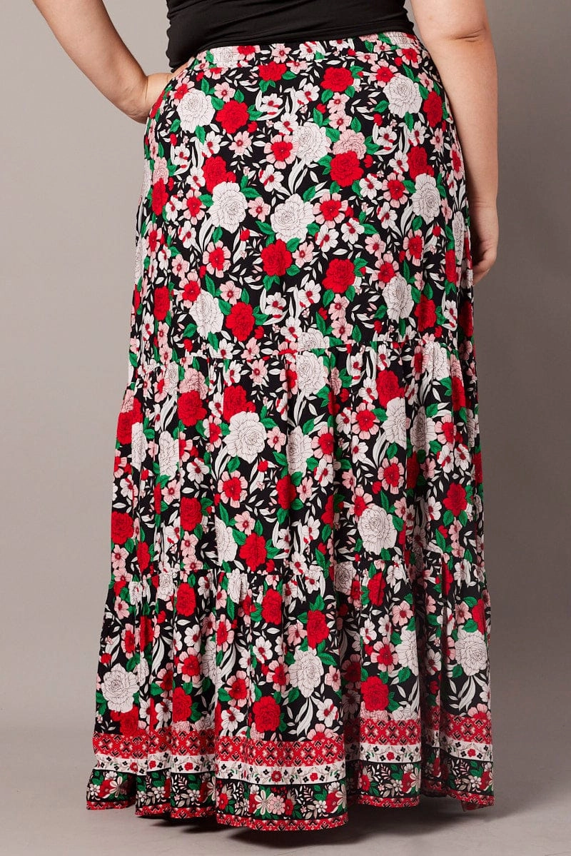 Black Boho Maxi Skirt High Waist Tiered Innovative Fabric