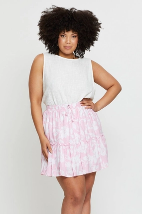 Shopping Trip Floral Print Mini Skater Skirt Elastic Waist