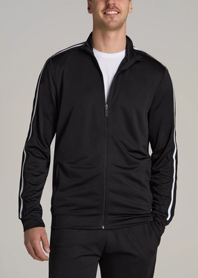 Minimal Aesthetic Athletic Stripe Tall Men's Jacket in Black-White Stripe