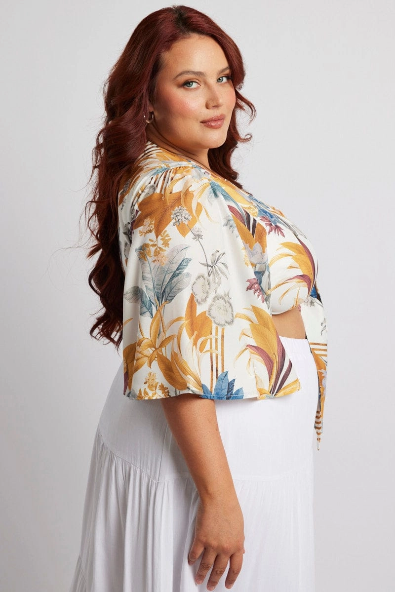Multi Floral Flare Sleeve Bolero Tie Jacket Eco Friendly Material MultiLayerSystem
