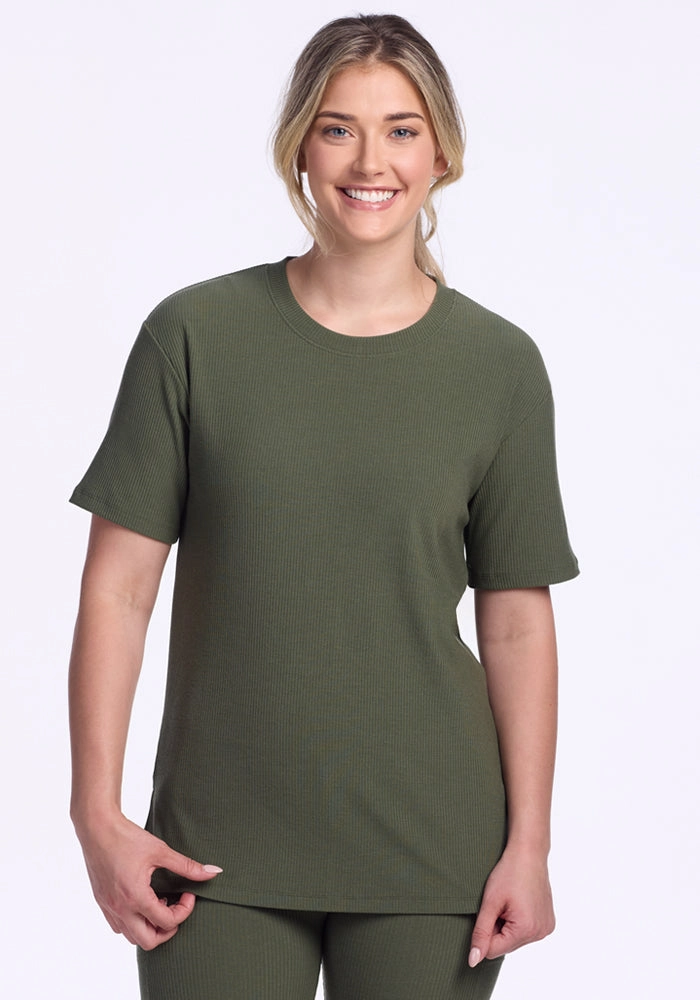 elastic waistband QuickDryTechnology Vera Ribbed Tunic - Green Meadow