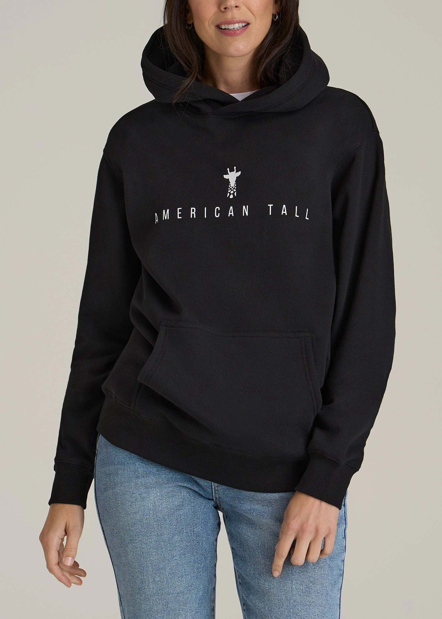 Street Staple Unisex Design Logo Hoodie for Tall Women in Black