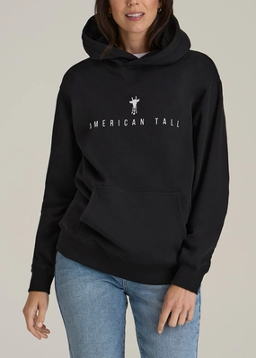 Street Staple Unisex Design Logo Hoodie for Tall Women in Black