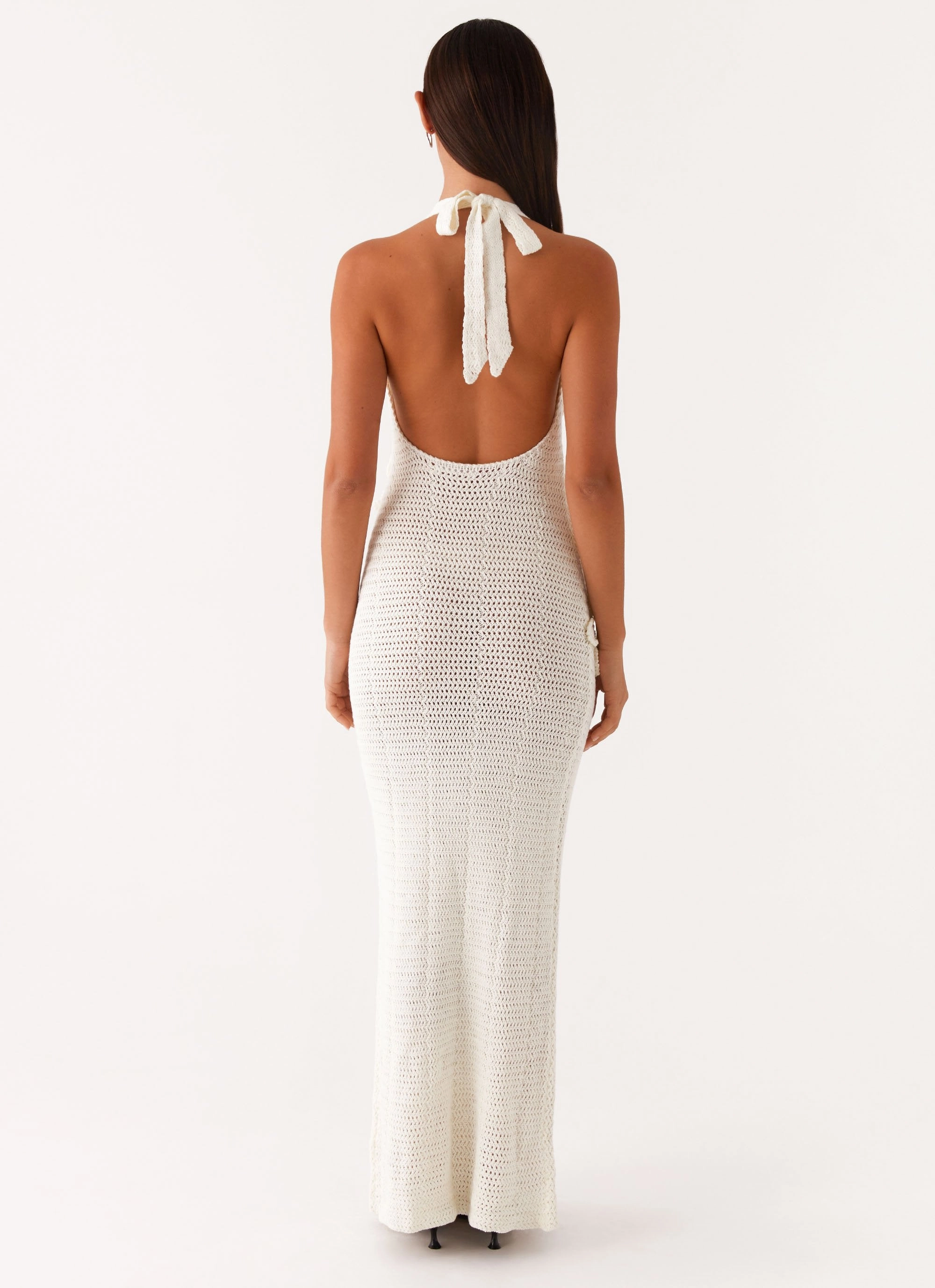 Soft Cut Novalee Flower Crochet Maxi Dress - Ivory