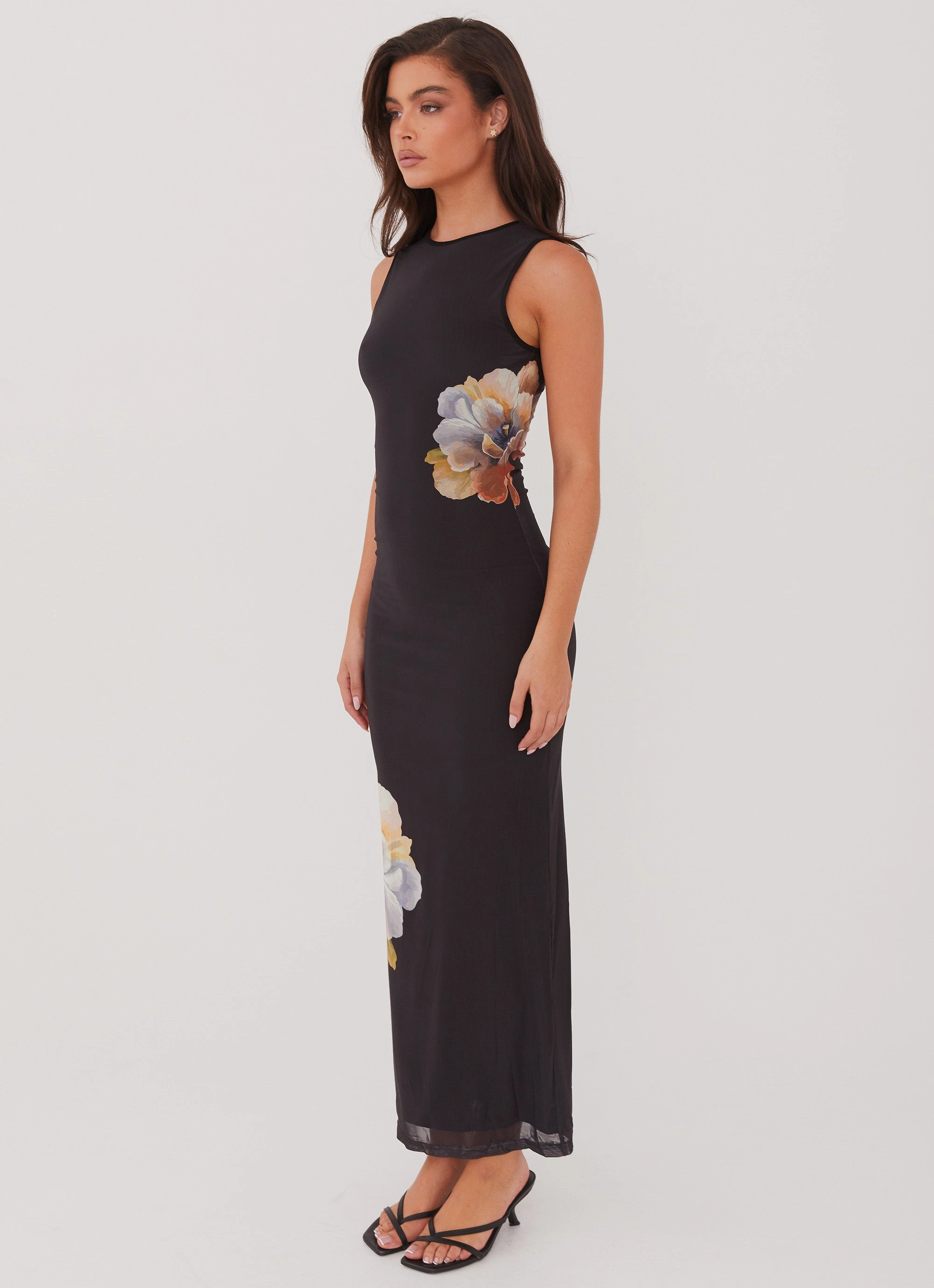 Urban Light Urban Chic Side Effects Mesh Maxi Dress - Black Orchid