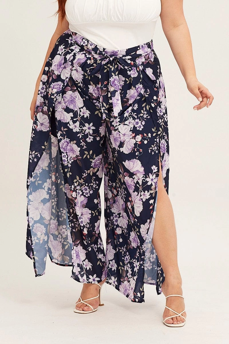 Movement Support Floral Print High Rise Floral Wide Leg Pants