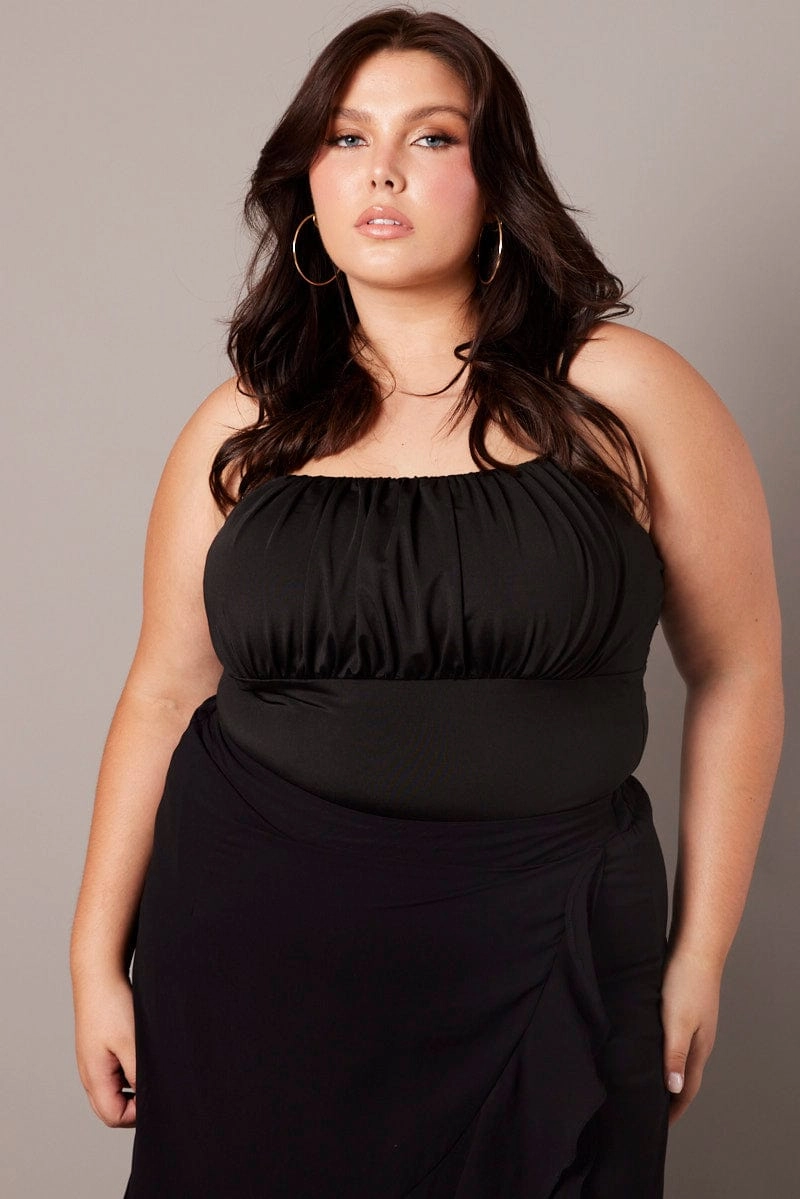Black Frill Chiffon Midi Skirt Everyday Favorite Outfit Mix